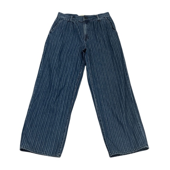 Madewell the perfect vintage wide leg jean pinstripe trouser pleated size 29 - Picture 3 of 10